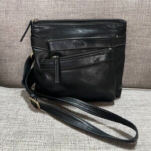 Derek Alexander Genuine Leather Multi Pocket Organizer Adjustable Crossbody Bag